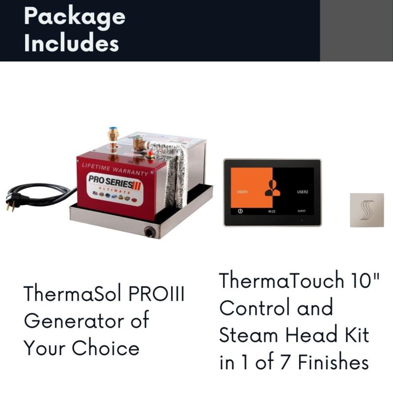 ThermaSol Steam Shower Complete All-In-One Pro Package Generator and ThermaTouch 10 Inch Control Kit - Image 2