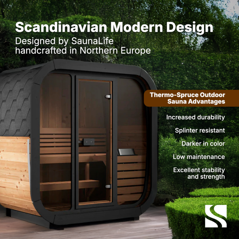 SaunaLife Model CL4G 3 Person Cube Series Outdoor Sauna Kit - Image 3