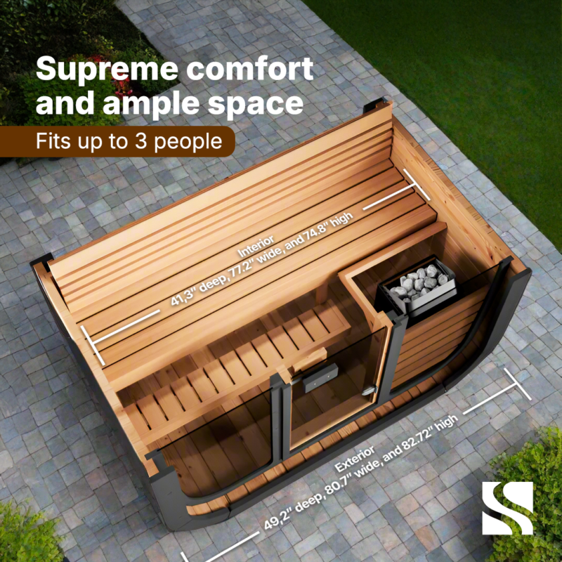 SaunaLife Model CL4G 3 Person Cube Series Outdoor Sauna Kit - Image 4