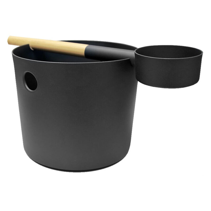 Kolo Sauna Bucket + Ladle Set, Aluminum/Bamboo, 1 Gal - Image 4