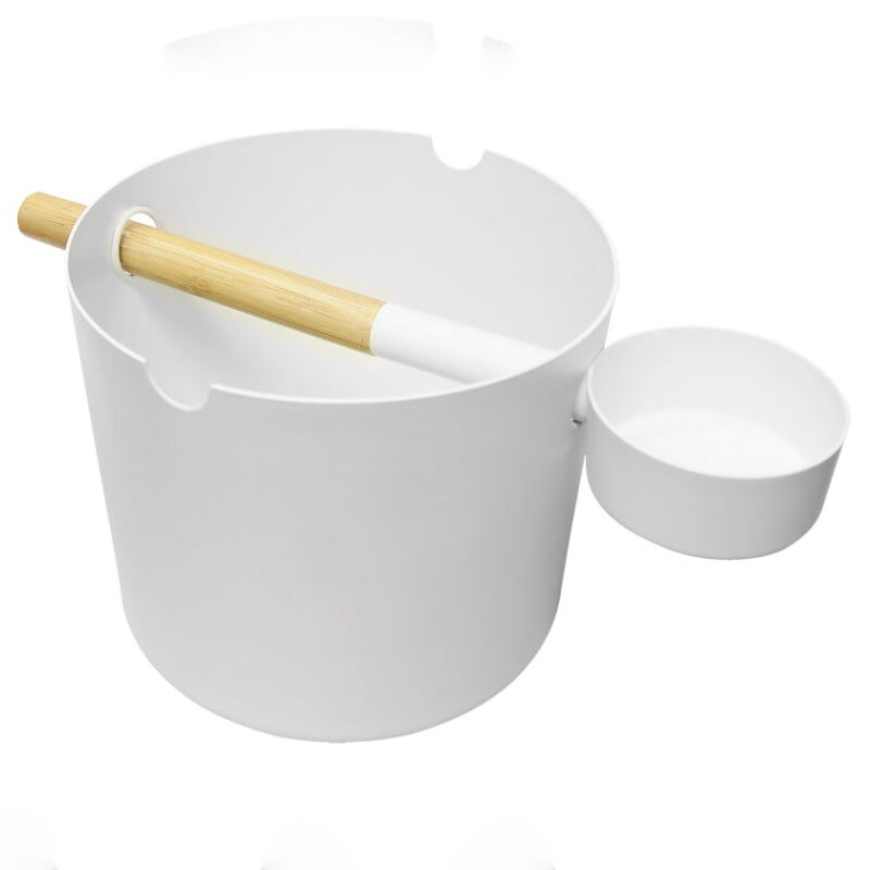 Kolo Sauna Bucket + Ladle Set, Aluminum/Bamboo, 1 Gal - Image 3