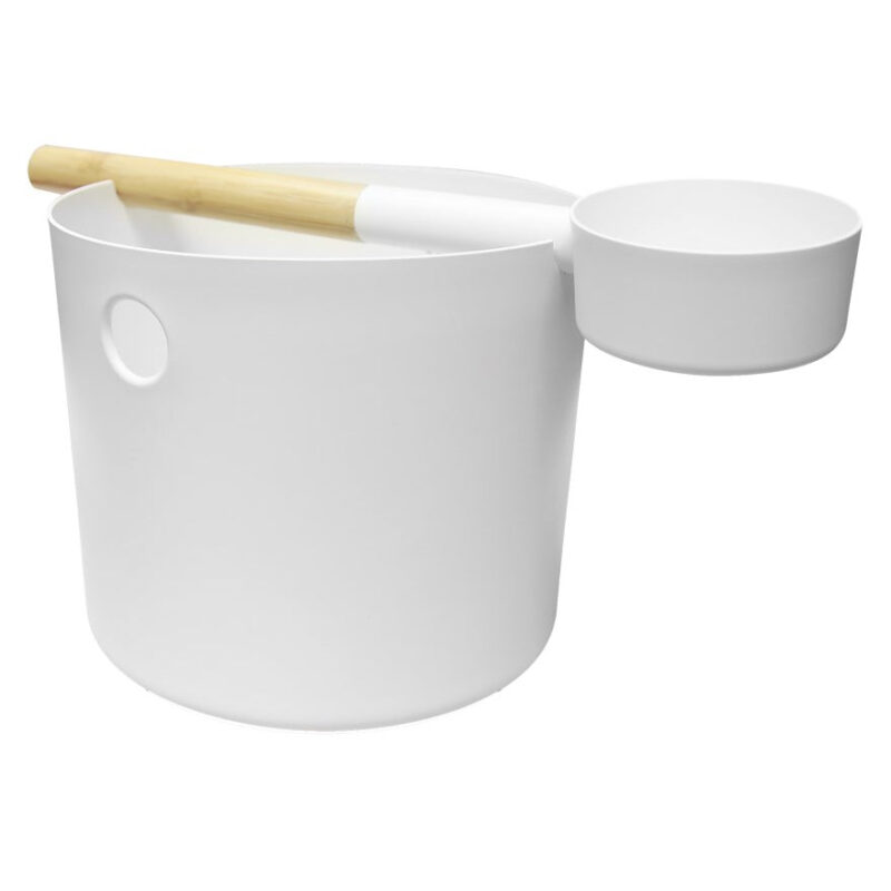 Kolo Sauna Bucket + Ladle Set, Aluminum/Bamboo, 1 Gal - Image 5